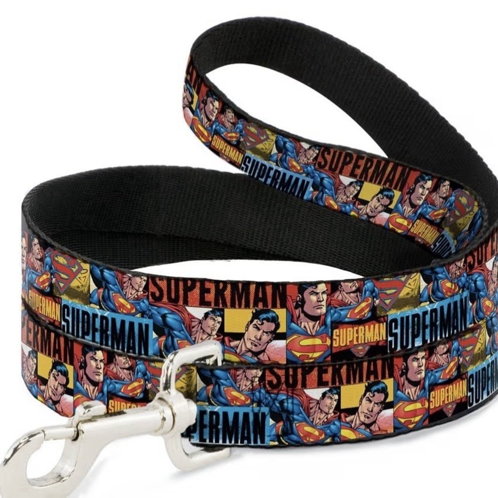 Dog Leash Superman Action Blocks Red Blue 6 Feet‎ Long 1.0 Inch Wide